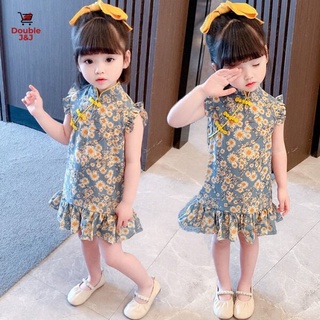 สาวแต่งตัว2021ชุดใหม่เด็กสาวเด็กวัยหัดเดิน Cheongsam ชุดชีฟองดอกไม้