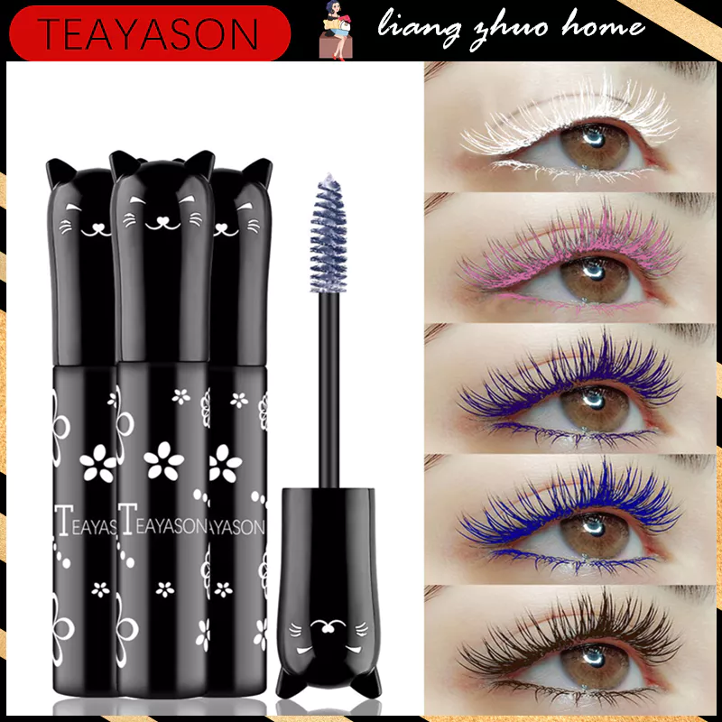 Teayason มาสคาร่าไฟเบอร์ 4D กันน้ํา ติดทนนาน สีขาว สีเขียว สีแดง สีฟ้า ม่วง
