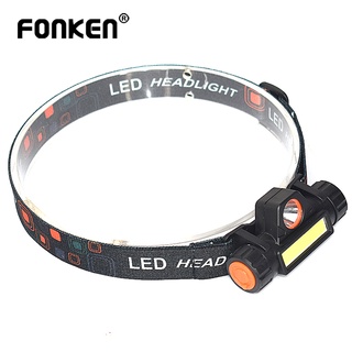 Fonken ไฟฉายคาดศีรษะ LED ชาร์จ USB กันน้ํา แข็งแรงสูง แบบพกพา