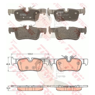 GDB2063 ผ้าเบรค-หลัง(TRW) (เนื้อผ้า COTEC) BMW X1 (F48) 1.5L, 2.0L sDrive 18i, 18d, 20i, 20d, 25d 2WD 2016-&gt;