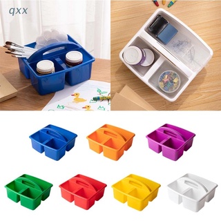 Qx ตะกร้าพลาสติกแบบ 3 ช่องสําหรับใส่จัดเก็บแปรงแต่งหน้าสํานักงาน