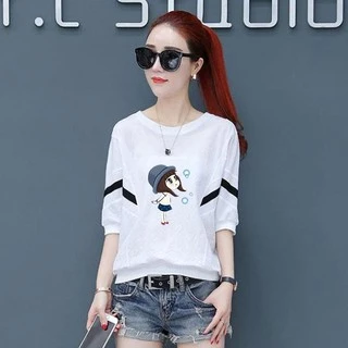 New311- เสื้อยืดแฟชั่นผู้หญิง รูปแบบใหม่แฟชั่นมาแรง เสื้อสไตล์เกาหลีหน้าร้อนทรงค้างคาวผ้านุ่มใส่สบาย พิมพ์ลายน่ารัก3ลาย