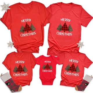 เสื้อยืดMerry Christmas Baby cotton romper adult T-Shirts Family Christmas T-Shirts Family Matching Clothes Tops 471