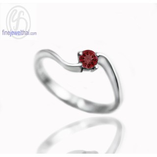 Finejewelthai-แหวนโกเมน-แหวนเงิน-แหวนพลอยแท้-แหวนประจำเดือนเกิด-Garnet-Silver-Ring - R1073gm