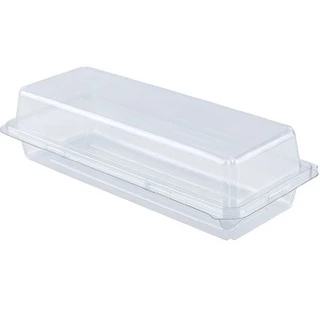 กล่องเบเกอรี่ P-16A PET ฝาพับใส ขนาดขอบใน 7.6x21cm / แพ็ค 50 ใบ