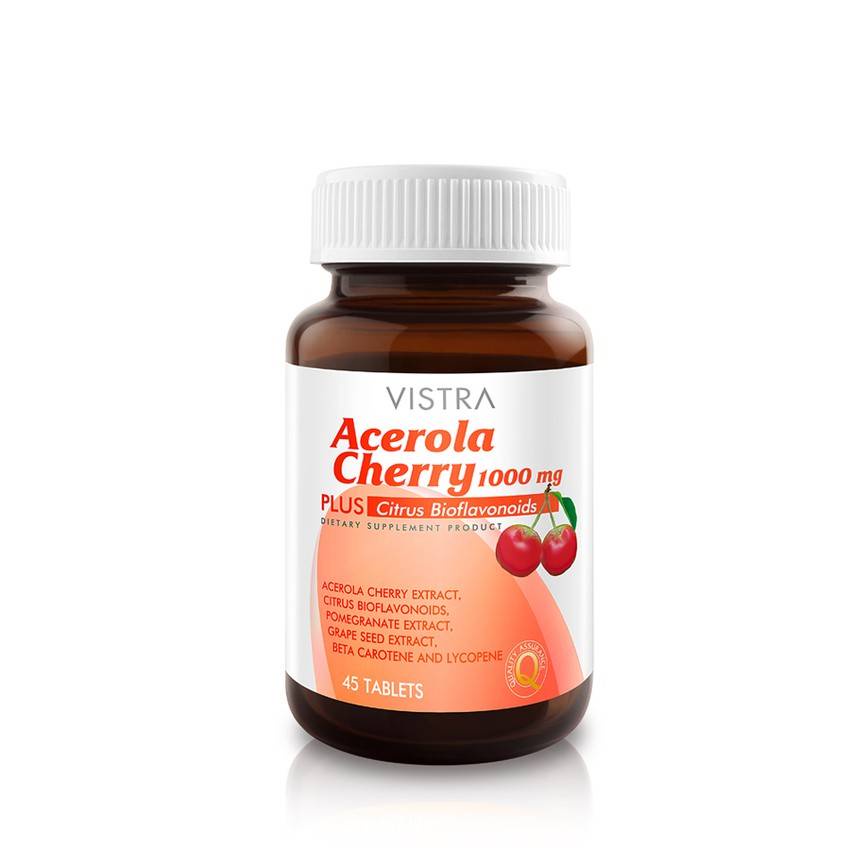 Vitamin C 1000mg. วิตตามินซี 1000มก. Viatra Acerola Cherry 45เม็ด