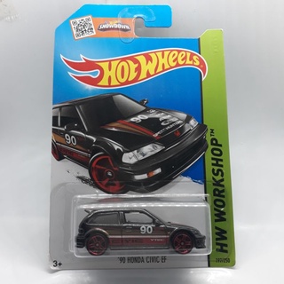 รถเหล็ก Hotwheels 90 HONDA CIVIC EF สีดำ เบอร์ 90 (ib22)