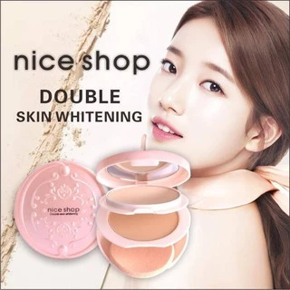 แป้งพัฟ 2 ชั้น Nice Shop Double Skin Whitening [No.1256] แป้งเกาหลี มีกระจกและพัฟในตัว หน้าเนียนติดทนยาวนาน