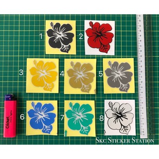 Bunga Raya &amp; hibiscus (มี 8 สีให้เลือก) สติกเกอร์ตัด ทับซ้อนกัน แบบสะท้อนแสง bungaraya bunga hibiscus