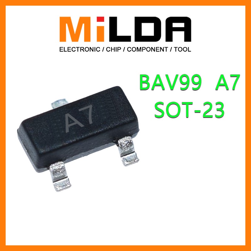 100PCS BAV99 A7 A7W SOT-23 0.2A/70V SOT23 SOT SMD ใหม่และ IC C hipset ใหม่ BAV99 A7W SOT23-3 Dual Su