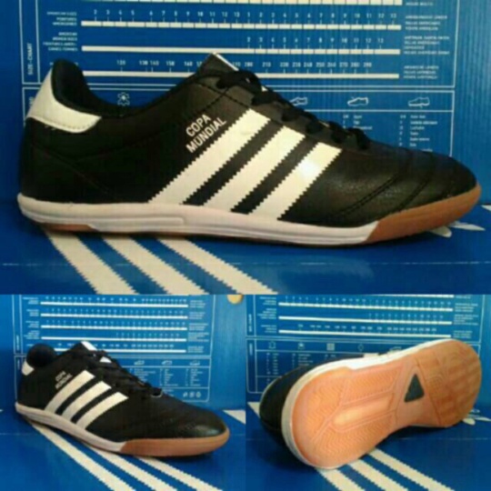 Complete PACKAGE Blue adidas copa mundial รองเท้าฟุตซอล / หนังแท้