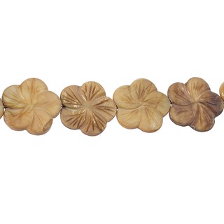 เปลือกหอยแท้ (Mother-of-pearl) เม็ดรูปทรงดอกไม้ 30 mm - (LZ-0162 สีน้ำตาล)