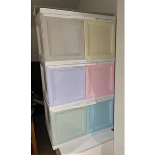 ✅พร้อมส่ง✅ตู้พลาสติกอเนกประสงค์ 3 ชั้น รุ่นฝาสวิง🌈🌈 ที่มีคุณภาพ แข็งแรง ทนทาน
