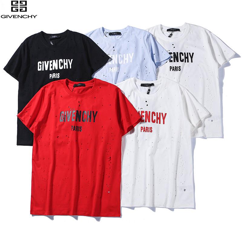 Givenchy เสื้อยืดแฟชั่นผู้ชายผู้หญิงแขนสั้นคอกลมคุณภาพสูง