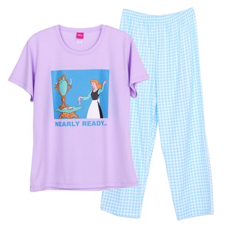 Josilins ชุดนอน ผู้หญิง เสื้อยืดแขนสั้น และกางเกงขายาว ลิขสิทธิ์แท้ Disney Princess