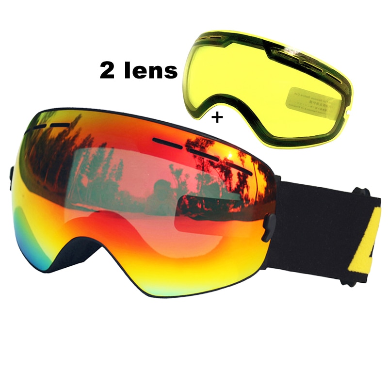 LOCLE Double Layers Ski Goggles Antifog UV400 Spherical Ski Glasses