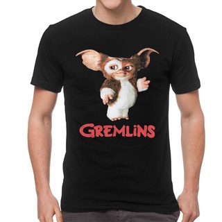 คอลูกเรือเสื้อยืดคอกลมGremlins Gizmo เสื้อยืดแขนสั้น ผ้าฝ้าย 100% พิมพ์ลายภาพยนตร์มอนสเตอร์ 80s แฟชั่นผู้ชายผ้าฝ้ายแท้