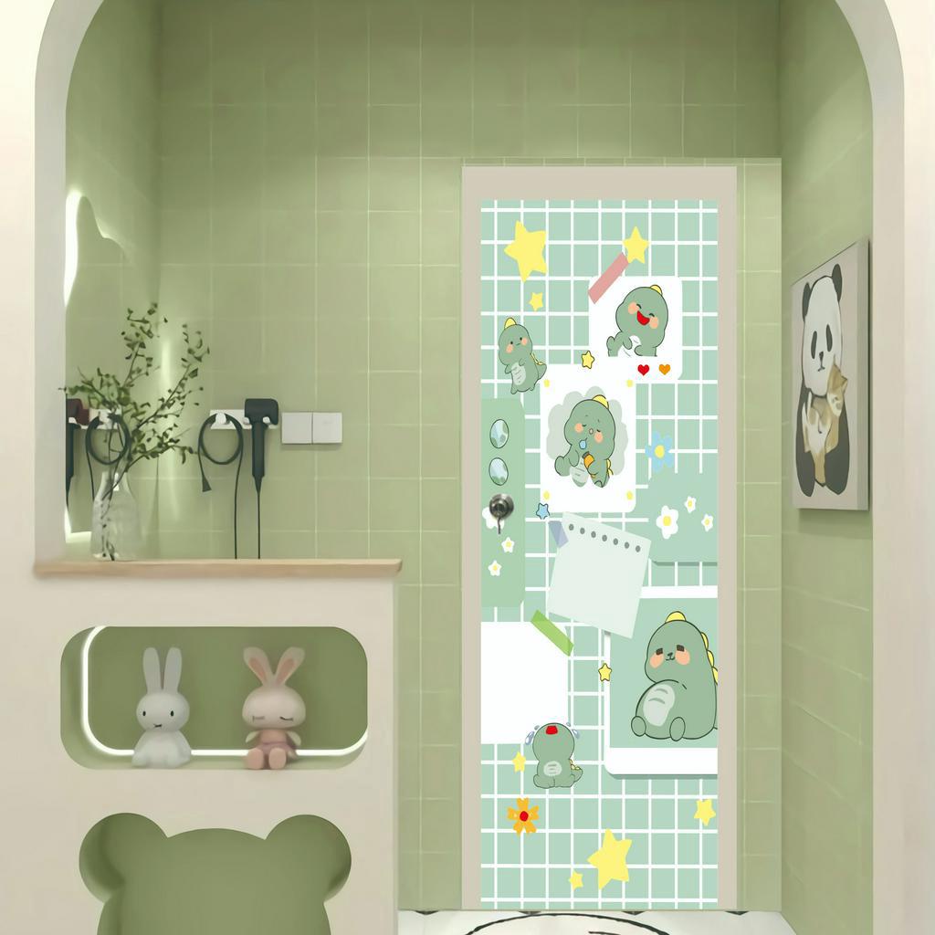 Aesthetic Tosca Tone Motif สติ๊กเกอร์ติดประตูห้องน้ํา