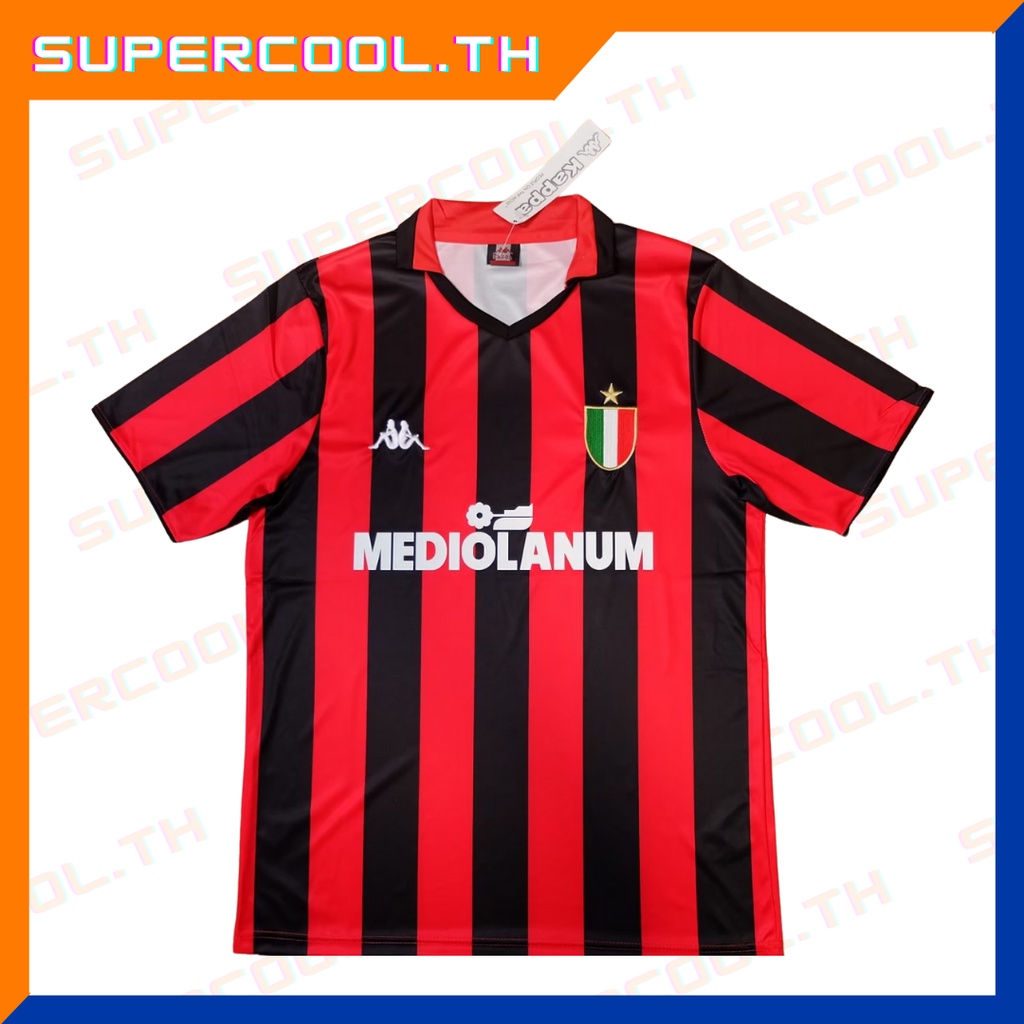 AC Milan 1988/1989 Home เสื้อเอซีมิลานย้อนยุค เสื้อบอลเอซีมิลานรุ่นเก่า เสื้อเอซีมิลานรุ่นเก่า Mediolanum