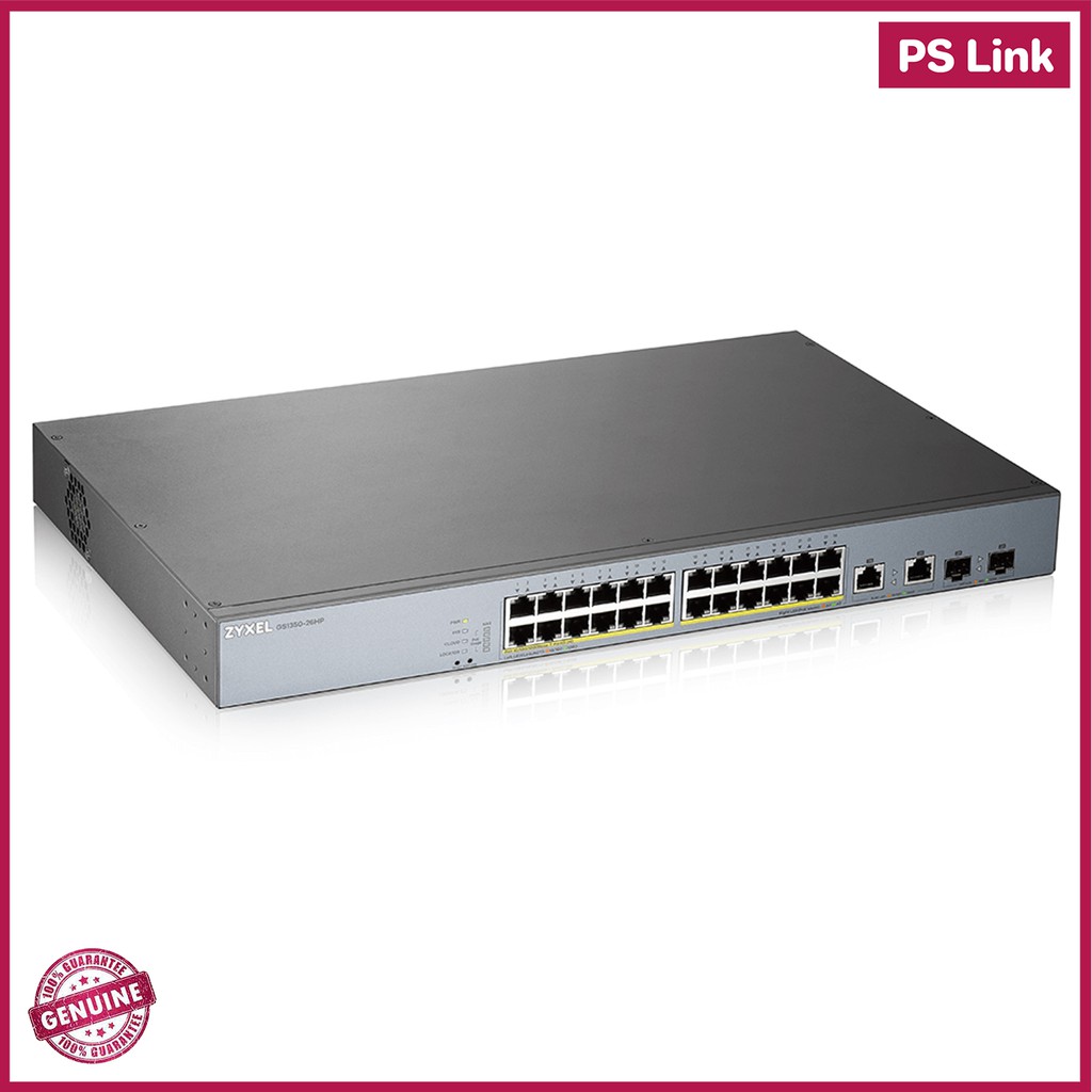 Zyxel 24-port GbE Smart Managed PoE Switch with GbE Uplink (GS1350-26HP)