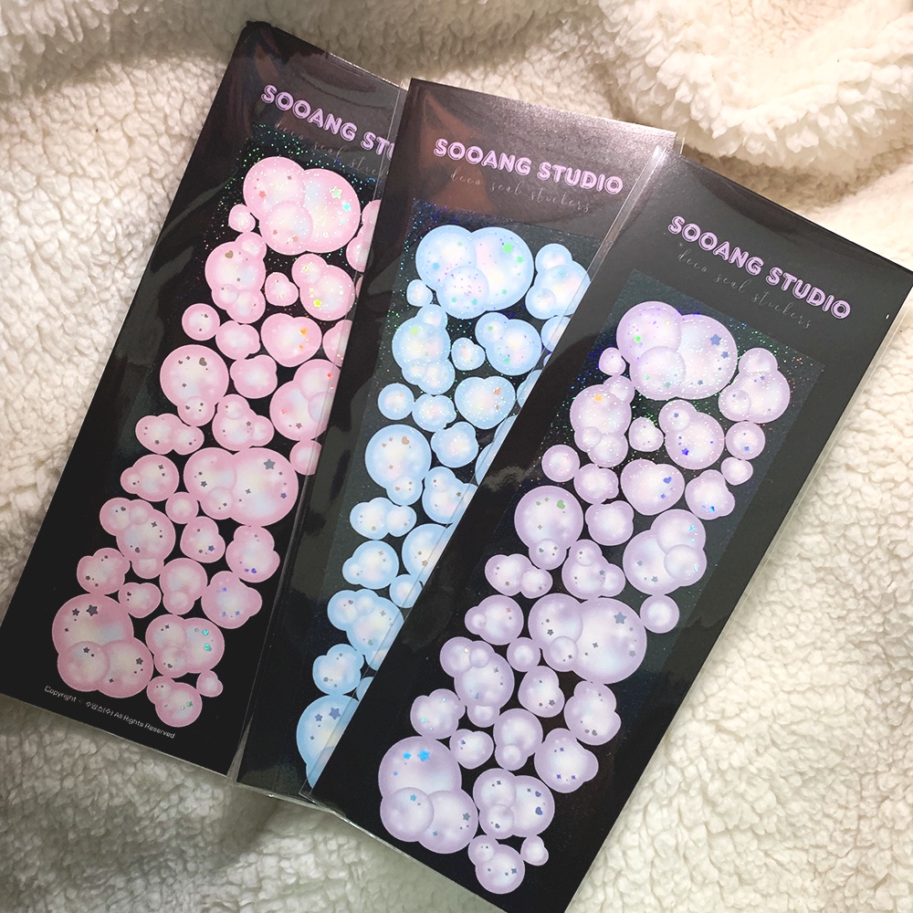 [SOOANG STUDIO] Bubblebomb/Korean CUTE holographic Stickers/Toploader·Sleeve·Polco·Journal DIY Decor