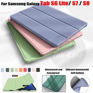 เคสแท็บเล็ต หนัง PU ซิลิโคนนิ่ม ฝาพับ พร้อมช่องใส่บัตร ขาตั้งวาง สําหรับ Samsung Galaxy Tab S6 Lite 2022 Edition 10.4 นิ้ว S7 S8 11.0 นิ้ว SM-P610 P613 P615 P619 SM-T870 T875 X700 X706