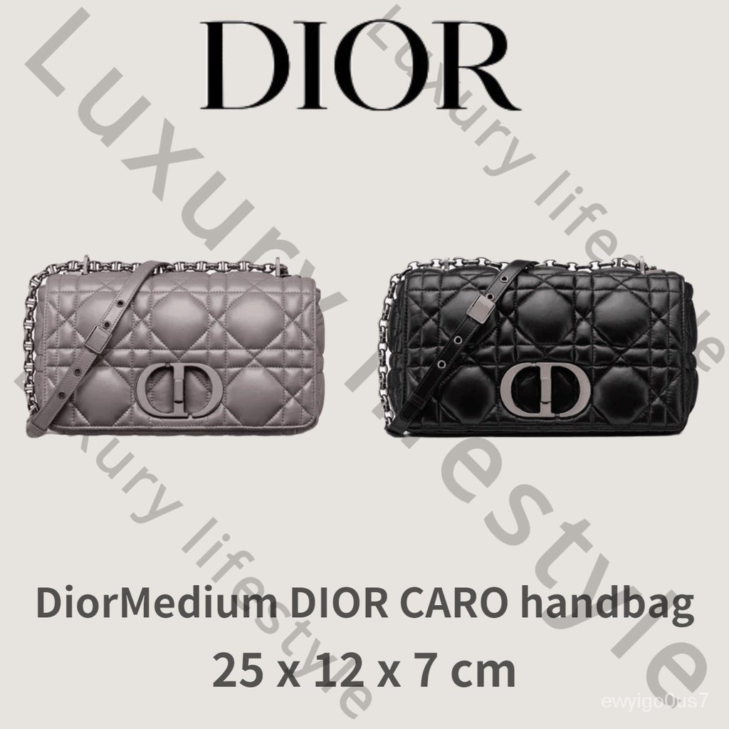 【ของแท้ 100%】Dior medium DIOR CARO handbag/กระเป๋าถือ Dior DIOR CARO ขนาดกลาง p5ze