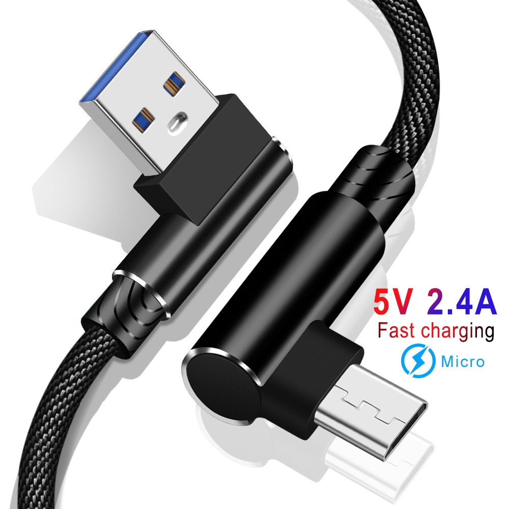 สายชาร์จสายเคเบิ้ลไนล่อน 90 องศา type c ios micro usb 1 เมตร micro usb