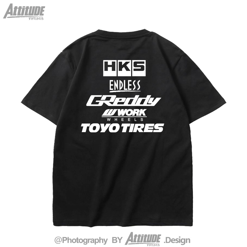 Attitude ATTITUDE Japan JDM รถดัดแปลง HKS ENDLESS เสื้อยืดคอกลมแขนสั้นผ้าฝ้าย