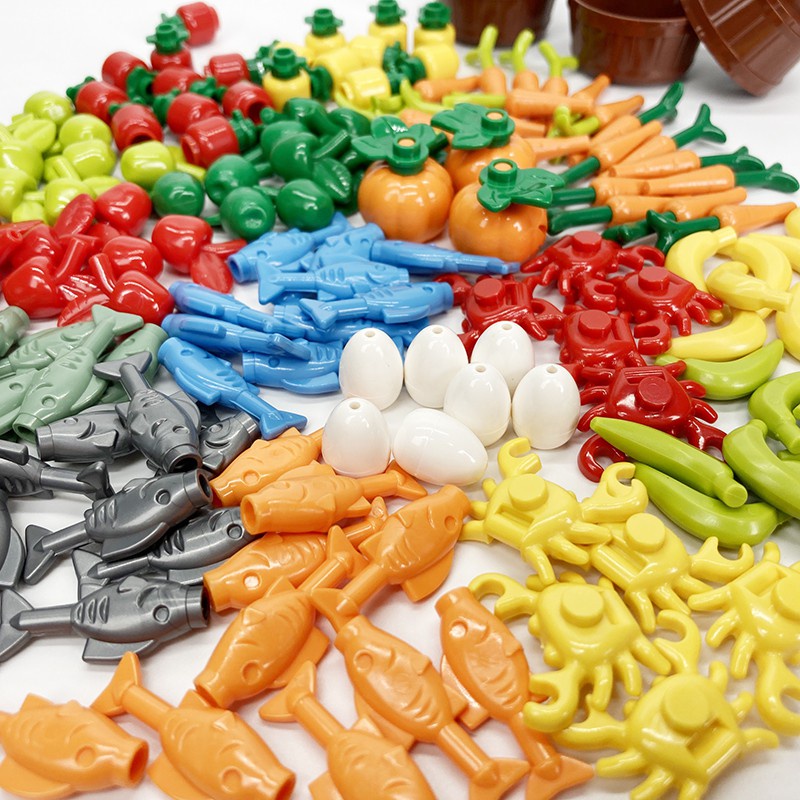 Fruit&food บล็อกตัวต่อคลาสสิกของเล่นอิฐที่เข้ากันได้ MOC เด็กการศึกษาการเรียนรู้รายการคอลเลกชัน