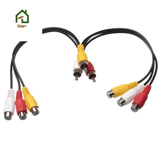 สายเคเบิ้ล3 Rca Male To 6 Rca Female Plug Splitter Audio Tv Dvd อะแดปเตอร์แปลงสายเคเบิ้ล Av