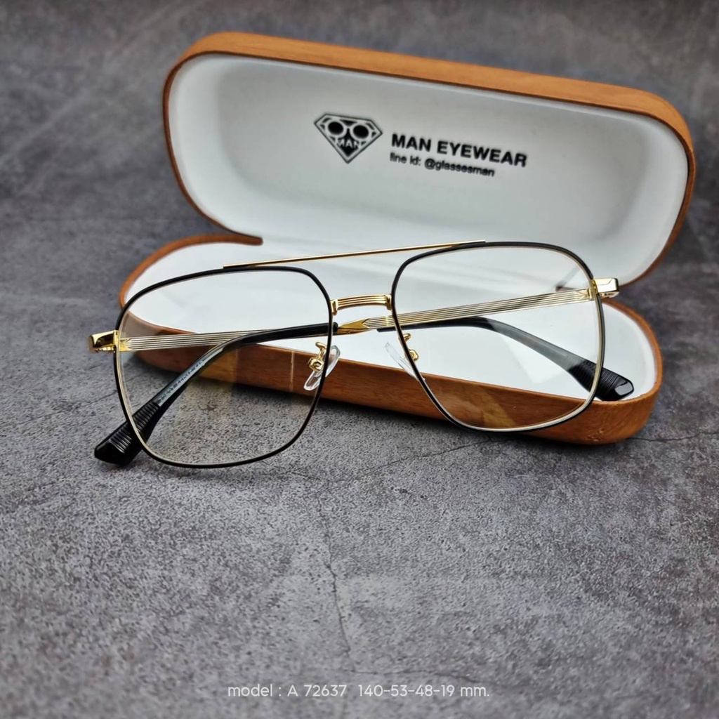 (พร้อมส่ง) แว่นตา แว่นกรองแสง แว่นสายตา สำหรับคุณผู้ชาย ทรงสองคานเท่ๆ (รุ่น A-72637)