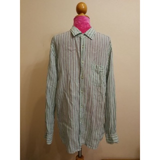 UNIQLO Brand_2nd hand เสื้อเชิ้ตแขนยาวผ้าลินิน (Linen)100%/ Size​ XL/ แท้มือสองกระสอบนำเข้า​