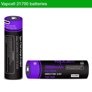 ถ่านชาร์จ Vapcell P2150A 21700 5000 mAh หัวนูน ของแท้ ของใหม่ โค็ดเช็คได้