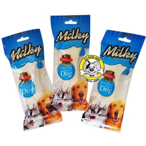 กระดูกนม มิ้ลกี้ Milky ขนาด 4.5" แบ่งขาย1ชิ้น / 3 ชิ้น