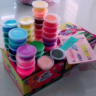 ดินเบา 36สี Clay-ดินเบา 36 กระปุก แป้งโดว์ 36สี กล่องกระดาษ พร้อมอุปกรณ์ พร้อส่ง