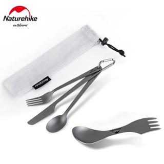 ช้อน ส้อม มีด ไทเทเนียม Naturehike 3in1 Titanium Tableware Set