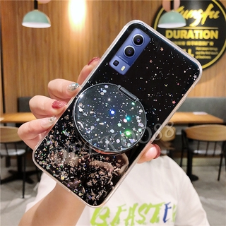 2021 New เคสโทรศัพท์ VIVO Y12A Y52 Y72 5G Y50 Y30 Y3S Casing Fashion Makeup Mirror Stand Softcase Silicone Clear Back Cover เคส วีโว่Y52 วีโว่Y12A Phone Case