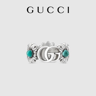 [พร้อมกล่อง] พร้อมส่ง GUCCI GUCCI แหวนเงิน ลายดอกไม้ G คู่