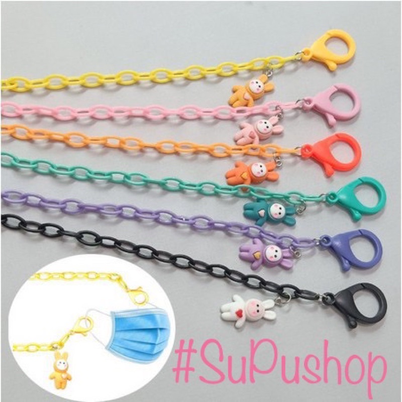 หน้ากากพลาสติก CHARM STRAP COMBINED พร้อมหัวใจน่ารัก RABBIT CHARM