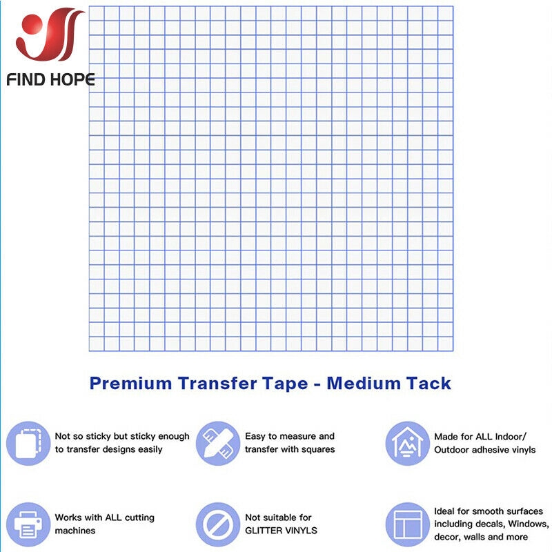 ไวนิลใส Application เทป w/Blue Alignment Grid สําหรับรถยนต์ Wall Craft Art Decal Transfer กระดาษเทปกาว DIY