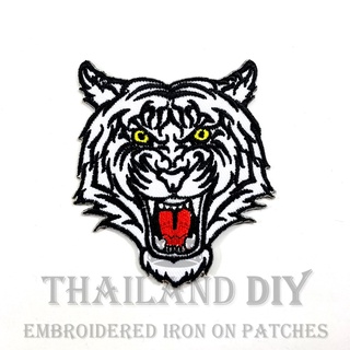 ตัวรีดติดเสื้อลายเสือ งานปัก หัวเสือ ลายสัตว์ เท่ๆ Tiger Head Patch WOP DIY ตัวรีด อาร์ม ตัวรีดติดเสื้อ ติดกางเกง เสือ