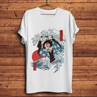 ขายดี!เสื้อยืดแขนสั้นลําลอง พิมพ์ลาย Demon Slayer Kamado Tanjirou สีขาว สไตล์สตรีท สําหรับผู้ชาย ผู้หญิงS-5XL