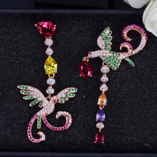 Luxury Bohemia Long Phoenix Women Dangle Earrings S925 Sterling S925 Colorful AAA Cubic Zirconia Wedding Engagement Banquet Earrings