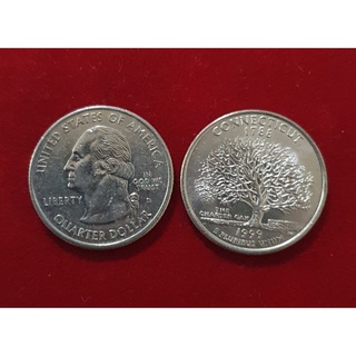 เหรียญ25เซ็นต์Quarter Dollarประเทศสหรัฐอเมริการัฐคอนเนตทิคัตปี1999