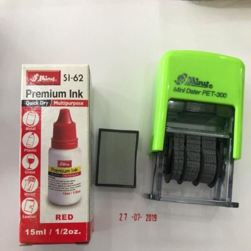 COMBO Shiny Pet 300 แสตมป์วันที่และตลับหมึกเฉพาะสําหรับปั๊มบนวัสดุทั้งหมด