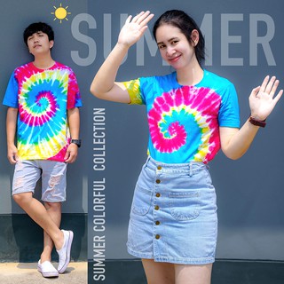 ‼️NEW‼️เสื้อมัดย้อมโทนสีสดใสรับSUMMERผ้าCotton100%สีไม่ตกใส่ได้ทั้งชายและหญิง