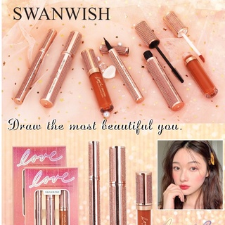 ลิปสติก ลิป ลิปกลอส SWANWISH เซ็ทเดียวมีลิปกลอส มาสคาร่าและไฮไลเนอร์ในกล่องเดียว สวยติดทนนาน💋