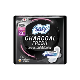 SOFY Charcoal Fresh Slim Wing 23cm ผ้าอนามัย 4pcs