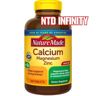 นำเข้า🇺🇸 Exp08/24 Nature Made Calcium Magnesium Zinc with Vitamin D3 support Bone Strength 300 Tablets *พร้อมส่ง*